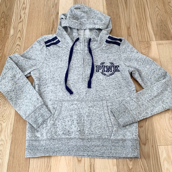 PINK Victoria's Secret Tops - Pink Victoria’s Secret Half Zip Gray Hoodie M